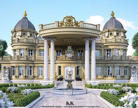 Palace Casa Fantasy, Mansion Homes, Home Designs Exterior, Luxury Mansions Interior, New York Penthouse, Luxury Exterior, Luxury Houses Mansions, Mansion Designs, Classic House Exterior