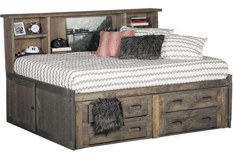 Twin Captain Bed | Sadler's Home Furnishings | Captain's Beds Twin Captains Bed, Captains Bed, Small Space Bedroom, Bunk Bed Designs, Bookcase Headboard, Bed Frame With Storage, Kids Bedroom Furniture, Affordable Furniture, Bedroom Furniture Sets