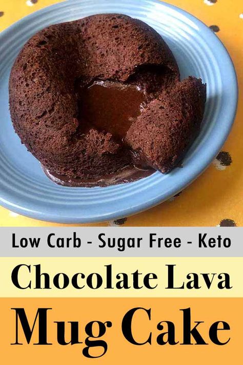 Keto Lava Cake, Chocolate Lava Mug Cake, Lava Mug Cake, Low Carb Chocolate Cake, Cake Calories, Mug Cake Microwave, Keto Chocolate Cake, Cake Mug, Keto Mug Cake