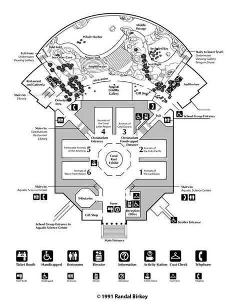 Shedd Aquarium and Oceanarium Facility Floor Plan, Chicago, Illinois Restaurant Design Plan, Shedd Aquarium Chicago, Aquarium Architecture, Public Aquarium, Museum Plan, Shedd Aquarium, Chicago Map, Georgia Aquarium, Campus Map