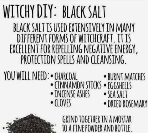 #blacksalt #diy #recipe #witch #celtic #pagan #charcoal #cinnamonsticks #incenseashes #cloves #burntmatches #eggshells #seasalt #driedrosemary Witchcraft Spells For Beginners, Wiccan Magic, Witch Spirituality, Under Your Spell, Wiccan Witch, Eclectic Witch, Magick Spells, Black Salt, Witch Diy