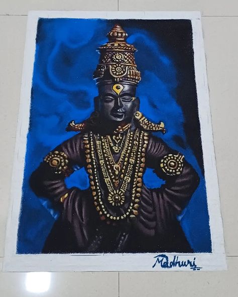 Portrait Rangoli For Diwali, Vithal Mauli Rangoli, Vittala Panduranga Painting, Vitthal Sketch, Vitthal Drawing, Rangoli Aesthetic, Vitthal Mauli, Vitthal Rangoli, 2024 Diwali