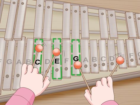 How to Play a Glockenspiel (with Pictures) - wikiHow Glockenspiel Music, Glockenspiel Instrument, C Major, Music Ed, Business Career, Toys For Children, Music Store, Buckets, Percussion