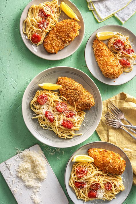 Hello Fresh Chicken, Kid Friendly Chicken Recipes, Tomato Linguine, Linguine Recipes, Soy Chicken, Hello Fresh Recipes, Parmesan Crusted Chicken, Cream Cheese Chicken, Parmesan Crusted