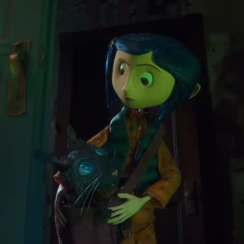 Coraline And Cat, Caroline Movie, Coraline Icons, Coraline Cat, Coraline Tattoo, Comfort Movie, Coraline Movie, Coraline Aesthetic, Black Cat Aesthetic