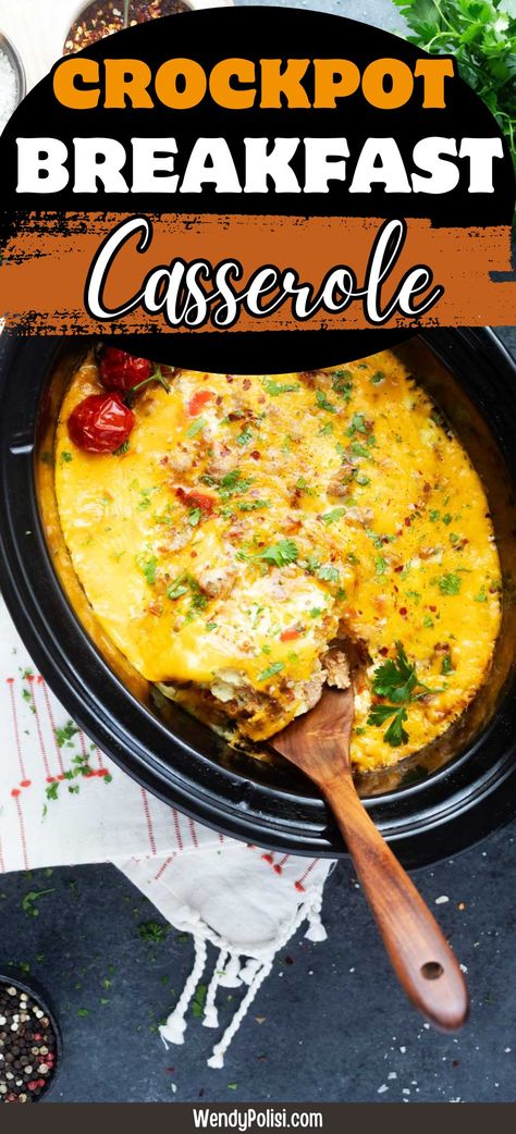 If you love waking up to the delicious aroma of sausage, eggs, and cheese, this Crockpot Breakfast Casserole with sausage is perfect!  This no-fuss recipe delivers a hearty breakfast without much hands-on time.  It works beautifully for busy mornings, holidays, or a special brunch. Breakfast Casserole With Sausage, Sausage Egg Bake, Casserole With Sausage, Slow Cooker Breakfast Casserole, Sausage Crockpot, Eggs And Cheese, Crockpot Breakfast Casserole, Breakfast Crockpot Recipes, Overnight Breakfast Casserole