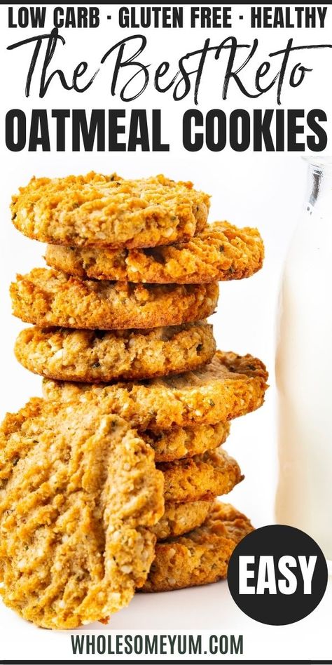 Keto Oatmeal Cookies, Almond Flour Oatmeal Cookies, Almond Flour Oatmeal, Sugar Free Oatmeal Cookies, Sugar Free Oatmeal, Low Carb Oatmeal, Keto Oatmeal, Low Carb Cookies Recipes, Oatmeal Cookies Easy