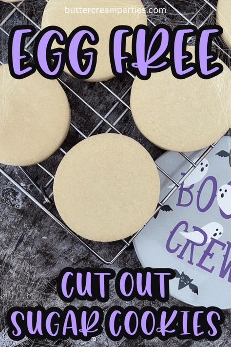 These eggless sugar cookies are the perfect egg allergy friendly cut out sugar cookies for cookie decorating. The sugar cookies are soft yet still hold their shape. Find the recipe plus tips for success at buttercreamparties.com. Eggless Sugar Cookie Recipe, Eggless Sugar Cookies, Cut Out Sugar Cookies, Eggless Cookie Recipes, Egg Free Breakfast, Eggless Cookies, Cut Out Sugar, Egg Allergy, No Egg Cookies