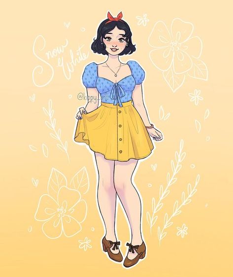 Snow White Drawing, Modern Snow White, Disney Modern, Snow White Art, Modern Disney Characters, Outfit Disney, Doll Anime, Disney Princess Snow White, Snow White Disney