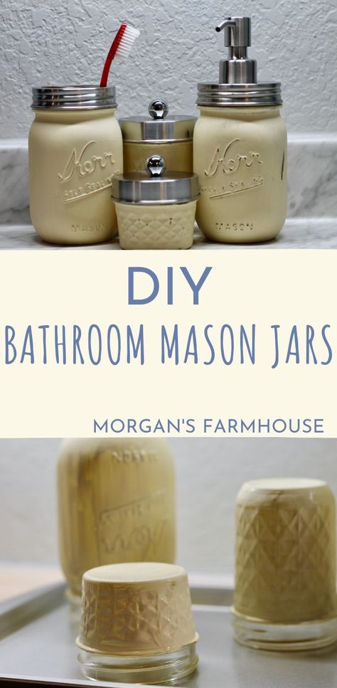 Are you looking for the perfect bathroom set? Well here are some DIY farmhouse bathroom mason jars that add some country charm to any bathroom. The best part is that they can be made to match any color scheme! Bathroom Mason Jars, Diy Farmhouse Bathroom, Nontoxic Cleaning, Jars Diy, Rustic Farmhouse Bathroom, Homegrown Food, Mason Jar Bathroom, Bathroom Color Schemes, Perfect Bathroom