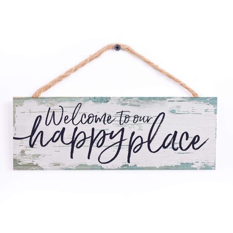 Welcome To Our Happy Place, Paddle Decor, Happy Place Sign, Beach Wood Signs, Our Happy Place, Kitchen Artwork, Beach Sign, Beach Wood, Beach Wall Decor