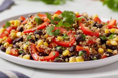 Quinoa and Black Bean Salad Growing Quinoa, Blue Zones Diet, Black Bean Salad Recipe, Zone Diet, Black Bean Salad, Snack Craving, Blue Zone, Nutrient Dense Food, Plant Based Eating