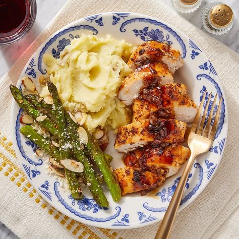 Grilled Chicken And Mashed Potatoes, Chicken Mash, Parmesan Mashed Potatoes, Blue Apron Recipes, Chicken Mashed Potatoes, Chicken Potato, Seared Chicken, Pan Sauce, Hello Fresh Recipes