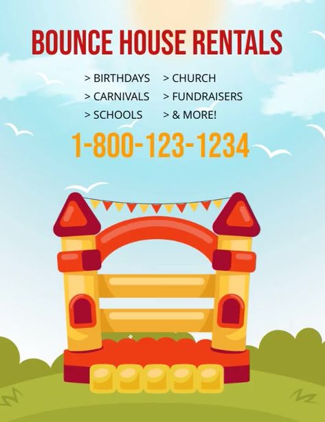 Bounce House Rental Flyer, Bounce House Rentals, Retro Images, Event Flyers, Austin Design, Bounce House, School Fundraisers, Online Ads, Used Tools