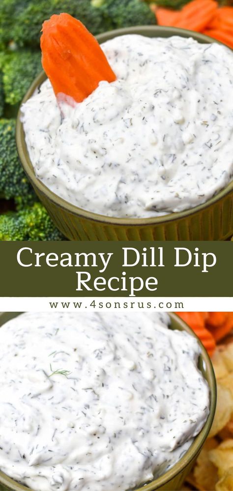 This creamy dill dip recipe makes a refreshing appetizer or snack that’s quick and easy to whip up, even at the last minute. Featuring a simple seasoning blend mixed into a sour cream base- pair it with chips, crackers, or fresh veggies and it’s perfect for serving at parties, barbecues, and even potlucks. Get this quick and easy recipe today! Click here. Dill Chip Dip, Dip For Veggies And Crackers, Dill Vegetable Dip, Garlic Dill Dip, Easy Dips Sour Cream, Cucumber Dip Recipe Sour Cream, Cream Cheese Sour Cream Dip, Fresh Dill Uses, Dill Dip Recipe Sour Cream And Mayo