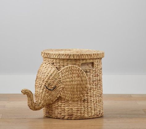 Animal Basket, Elephant Basket, Kids Storage Bins, West Elm Kids, Modern Nursery Decor, Playroom Organization, Nursery Storage, Paper Basket, Water Hyacinth