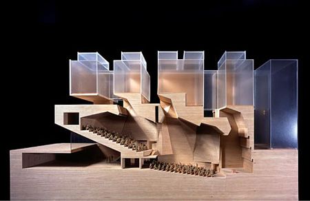 vertical voids, separated volumes, underground access Grafton Architects, Module Design, Theater Architecture, Architectural Model, Arch Model, Architecture Model Making, Architectural Section, Theatre Design, Architecture Presentation