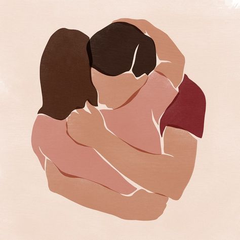 sacrée frangine on Instagram: “douce étreinte❣️ . .  #love #couple #art #illustration #inspiration #minimalism #sacreefrangine” Faceless Drawing, Hugs Couple, Couple Faceless, Hug Illustration, Modern Art Canvas Painting, Doodle Books, Friends Illustration, Minimal Painting, Pen Art Drawings