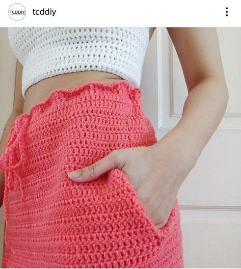 Tcddiy Crochet, Coral Crochet, Crochet Top Dress, Crochet Skirts, Skirt Pockets, Craft Day, Crochet Skirt, Skirt With Pockets, Pocket Pattern