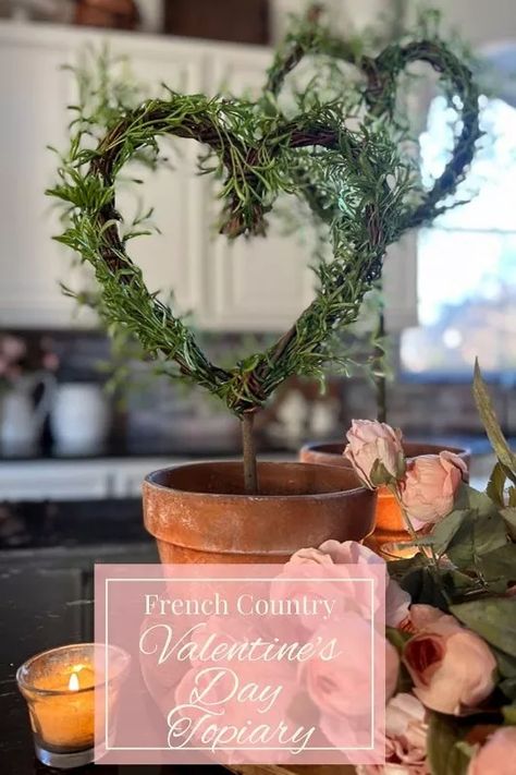 Valentine’s Day Heart Topiary | Hometalk Heart Topiary, Valentine Craft Decorations, Pinterest Valentines, Adult Valentines, French Farmhouse Style, Diy Valentine's Day, Easy Diy Decor, Diy Decor Crafts, Floral Foam