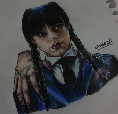 #wednesday #art #fyp #drawing Wednesday Art Drawing, Drawing Wednesday, Wednesday Drawing, Handprint Painting, Wednesday Art, A Level Art, Wednesday Addams, Pencil Art, Flower Drawing