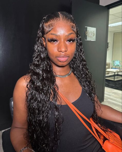 Deep Wave Middle Part, Middle Part Deep Wave Wig, Wet And Wavy Lace Front Wig, Curly Lace Front Wigs Hairstyles, Water Wave Wig Hairstyles, Deep Wave Hairstyles For Black Women, Deep Wave Wig Hairstyles, Deep Wave Wig, Deep Wave Wig Styles