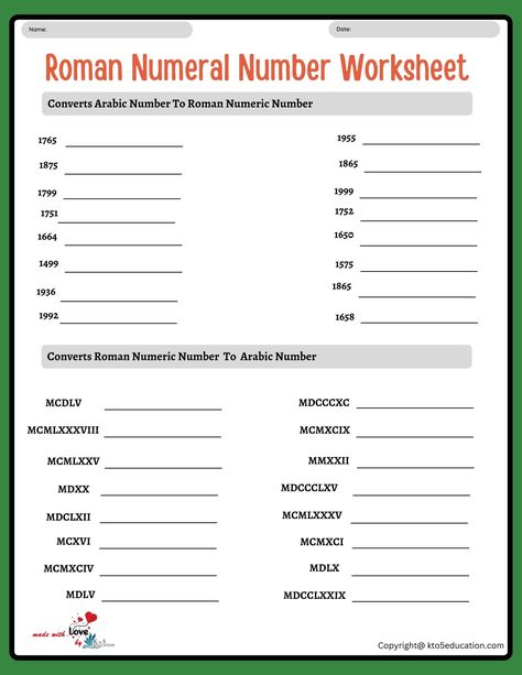 Roman Numerals Worksheet, Roman Numeral Numbers, Math Olympiad, Number Worksheets, Grade 6, Basic Math, Grade 5, Roman Numeral, Math Worksheets