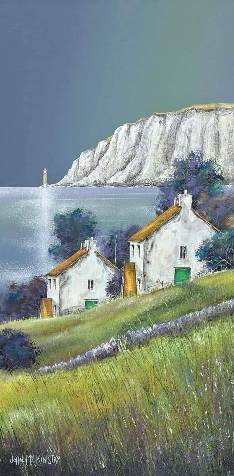 Francisco Ribeiro on X: "White Cliffs (date unlisted) by British artist JOHN McKINSTRY (b.1985). Acrylic on canvas https://t.co/2C4GemqDc9" / X House By The Sea Painting, Stephen Darbishire, Francisco Ribeiro, Rowboat Painting, House Near The Sea, Inspirational Paintings, Cottages By The Sea, Sea Scape, White Cliffs