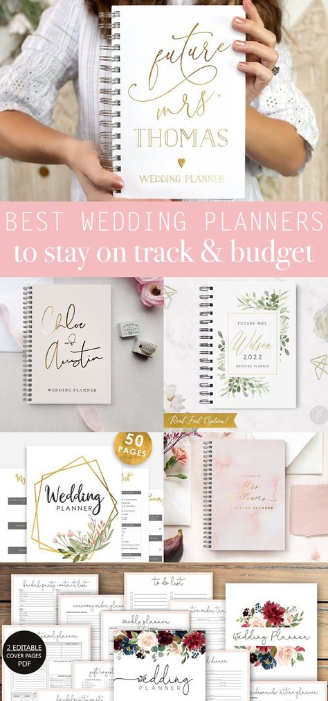 Best Wedding Planners to Help You Stay on Track & on Budget Best Wedding Planning Book, Wedding Planner Book Printable, Wedding Planner Book Ideas, Wedding Planner Book Diy, Diy Wedding Planner Binder, Bride Planner, Wedding Pricing Guide, Free Wedding Planner Printables, Wedding Planner Notebook