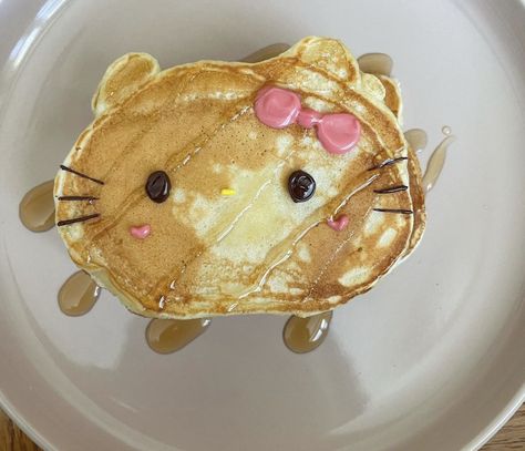 Hello Kitty Pancakes, Hello Kitty Pancake, Kitty Pancakes, Food Themes, Pancakes, Hello Kitty, Kitty, Snacks