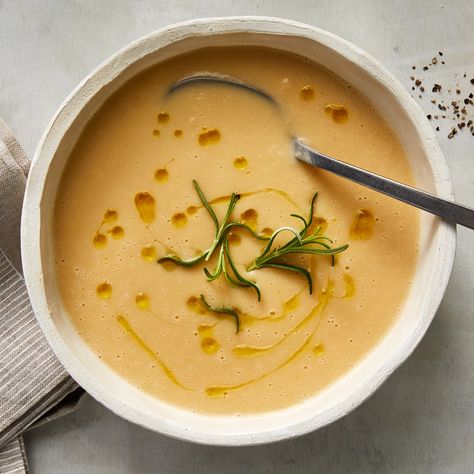 creamy-miso-white-bean-soup-recipe-1220sta Vegetarian Bean Recipes, White Bean Soup Recipes, Winter Soup Recipe, White Miso, Bean Soup Recipes, White Bean Soup, Winter Soups, Miso Soup, White Bean