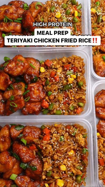 Fried Rice Meal Prep, Teriyaki Chicken Fried Rice, Zack Chug, Protein Meal Prep, High Protein Meal, High Protein Meal Prep, Healthy High Protein Meals, Healthy Lunch Meal Prep, Protein Meal