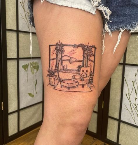 Window Seal Tattoo, 221b Tattoo, March Tattoos, Eclectic Tattoo, Table Tattoo, Bed Tattoo, Window Tattoo, Seal Tattoo, Whimsical Tattoos