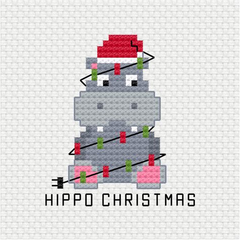 This cute Christmas hippo is the latest addition to the holiday and pun cross stitch pdf pattern series I am building up for my patrons. Hippo Christmas cross stitch pdf pattern - Ringcat Hippo Cross Stitch Pattern, Christmas Ornament Cross Stitch, Hippo Christmas, Christmas Cross Stitch Patterns Free, Snowflake Cross Stitch, Geek Cross Stitch, Holiday Cross Stitch Patterns, Easy Cross Stitch Patterns, Funny Cross Stitch Patterns