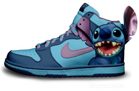 Stitch Nike Dunks by becauseimjay.deviantart.com on @DeviantArt - I want them so much. Lilo And Stitch Merchandise, How To Wear Vans, Lilo And Stitch Quotes, Stitch Toy, Stitch Clothes, Lilo Et Stitch, Disney Shoes, Cute Stitch, Cute Nike Shoes