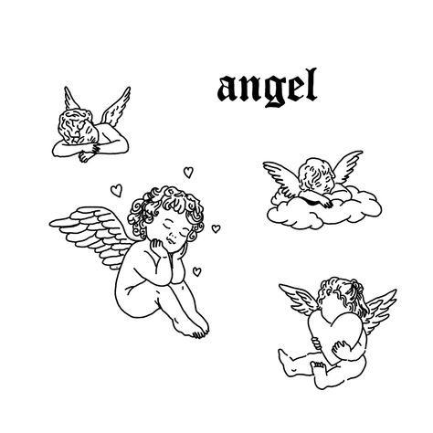 Angels Tattoo, Baby Angel Tattoo, Cupid Tattoo, Cherub Tattoo, Anklet Tattoos, Tattoos For Women Half Sleeve, Cloud Tattoo, Angel Tattoo Designs, Red Ink Tattoos