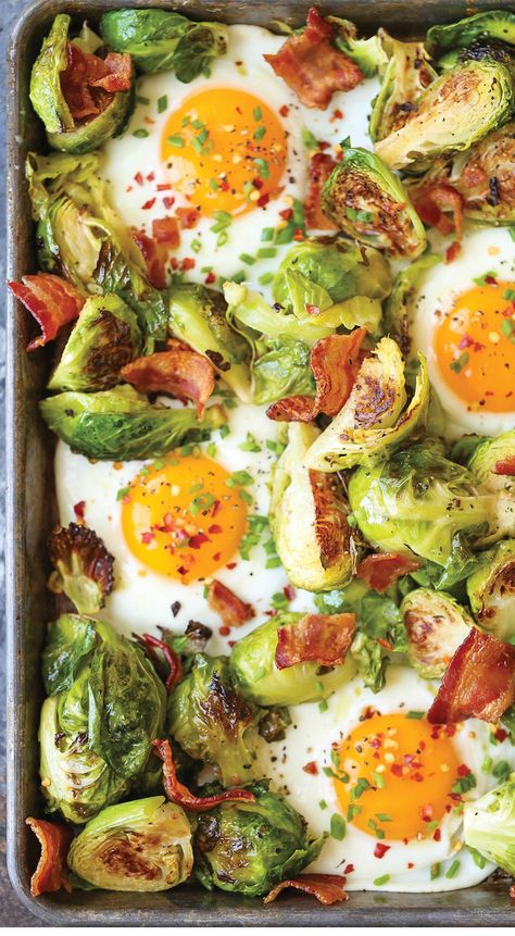 Sheet Pan Breakfast Ideas That Will Change the Way You Cook - 31 Daily Eggs Brussel Sprouts, Brussel Sprouts Breakfast, Brussels Sprout Breakfast, Brussels Sprouts Breakfast, Eggs And Beans Recipes, Eggs And Veggies Recipes, Breakfast Brussel Sprouts, Brussel Sprout Breakfast, Things To Do With Eggs