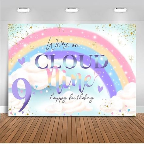 Amazon.com : Mocsicka On Cloud 9 Birthday Backdrop On Cloud 9 Birthday Decoration for Girls Cute Rainbow Cloud 9th Girl Birthday Background Party Cake Table Decoration Banner (7x5ft) : Electronics Cloud 9 Birthday, Birthday Backdrop, 9th Birthday, Cloud 9, Birthday Party, Rainbow, Birthday