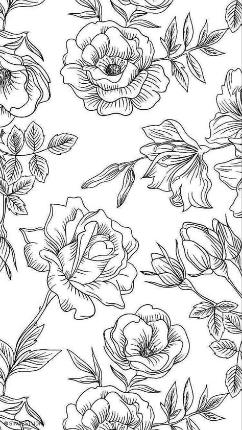 Adult Coloring Designs, Adult Colouring Pages, Floral Border Design, Unique Drawings, Textile Pattern Design, Collage Background, Flower Art Images, Apple Watch Wallpaper, Pinturas Disney