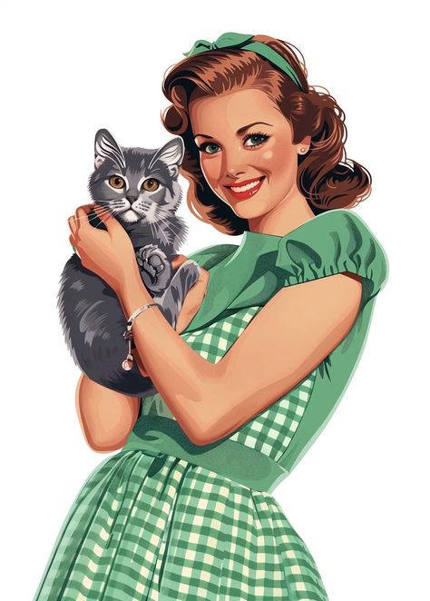 1950s Pinup, 50s Pin Up, Cute Cats And Kittens, Vintage Women, Up Girl, Cats And Kittens, Cute Cats, Pin Up, Vintage Ladies