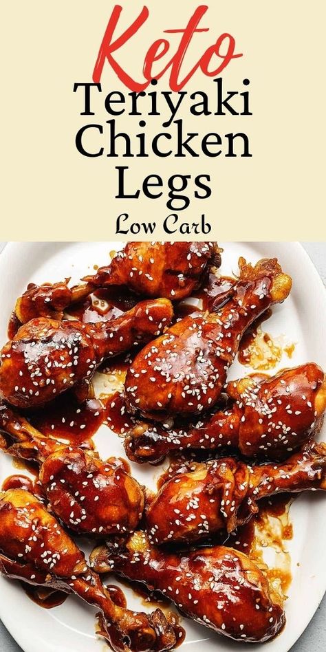 Keto Teriyaki Chicken, Keto Teriyaki, Chicken Legs Recipe, Bbq Chicken Legs, Baked Teriyaki Chicken, Low Carb Meats, Low Carb Crock Pot Recipes, Keto Crockpot, Chicken Leg Recipes