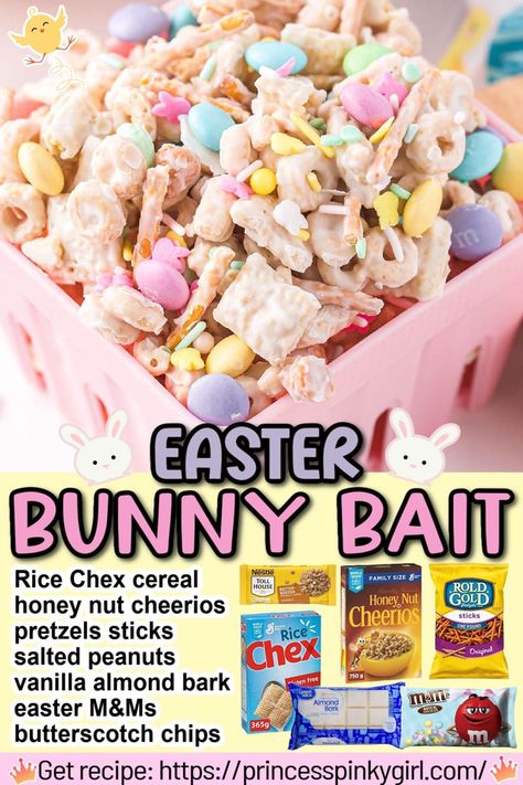 Easter Bunny Bait, Easter Snack Mix, Sweet Chex Mix, Sweet Chex, Easter Snack, Chex Mix Recipe, Melted White Chocolate, Bunny Bait, Easter Foods