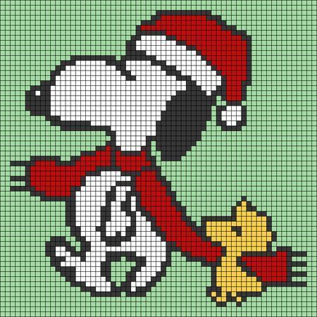 Christmas Cross Stitch Charts, Woodstock Christmas, Graph Paper Drawings, Graph Crochet, Xmas Cross Stitch, Pixel Crochet, Tapestry Crochet Patterns, Snoopy Woodstock, Disney Cross Stitch