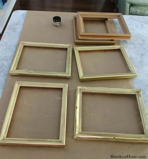 Old Frames Ideas Wall Art, Repurpose Picture Frames, Large Framed Mirrors, Vintage Makeover, Foto Frame, Brass Picture Frames, Eclectic Gallery Wall, Empty Frames, Old Picture Frames