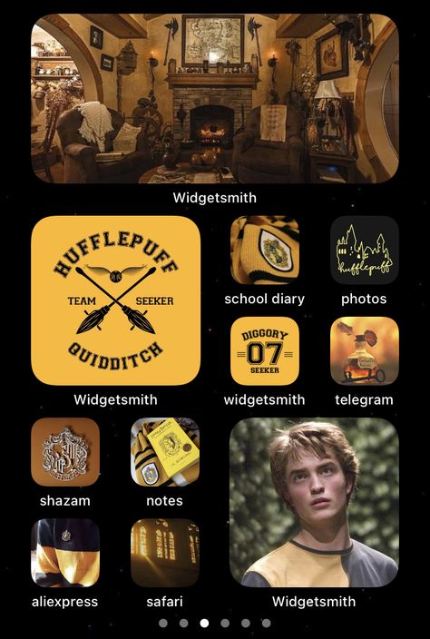 Harry Potter Display, Harry Potter Movie Night, School Diary, Harry Potter Stickers, Hufflepuff Aesthetic, Huff And Puff, Harry Potter Background, Ios Layout, Ios Ideas