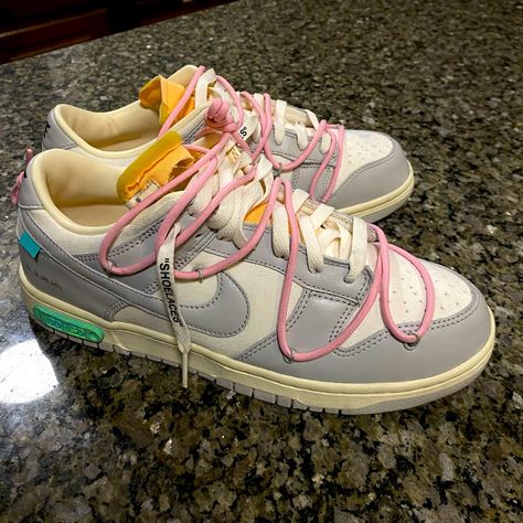 2021 Off-White X Dunk Low 'Lot 09 Of 50' Size 10 Wear Twice Thats It Mostly Brand New No Box. Offwhite Dunks, Coastal Closet, Dunk Low Off White, Purple Nike Shoes, Off White Dunks, White Dunks, Nike Dunk Low Off White, Off White Dunk, Sneakerhead Room