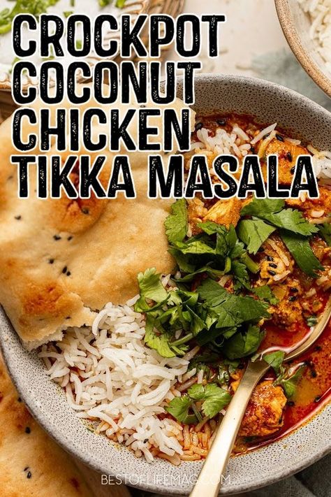 A crockpot coconut chicken tikka masala recipe is a delicious crockpot Indian dish that is perfect as an easy dinner recipe any night of the week. Crockpot Chicken Recipes | Chicken Dinner Recipes | Easy Dinner Recipes | Dump n Go Crockpot Recipes | Slow Cooker Chicken Recipes | Weeknight Dinner Recipes | Dinner Recipes with Chicken | Indian Food Recipes | Indian Food Crockpot Recipes | Slow Cooker Indian Recipes #crockpotrecipes #chickendinners via @amybarseghian Crockpot Recipes Slow Cooker Chicken, Crockpot Coconut Chicken, Coconut Chicken Tikka Masala, Slow Cooker Indian Recipes, Chicken Tikka Masala Crockpot, Crockpot Indian Recipes, Food Crockpot Recipes, Tikka Masala Crockpot, Crockpot Indian