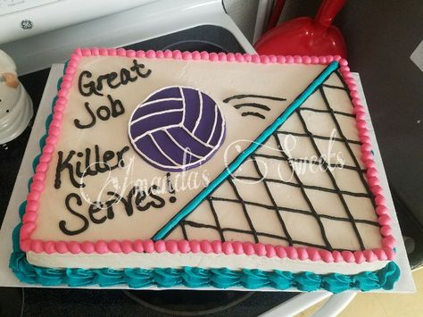 End of Season Volleyball cake 🏐 Volleyball Sheet Cake, Volleyball Birthday Cakes, Volleyball Cake, Volleyball Birthday, Volleyball Party, Half Sheet Cake, Sports Cakes, 13 Birthday Cake, Birthday Sheet Cakes