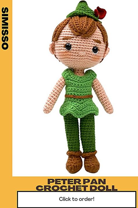 Title: Peter Pan Crochet Amigurumi Toy, Movie Room Plush Accessory, Gift For Him, Gift for Her | -Inspired by the Comics Universe! - %60 cotton %40 acrylic yarn is used - Size: 20-22 cm - It is filled with bead fiber. It can be washed in a short program without spinning at 30 degrees. Your cargo will be shipped in 1-2 days after your purchase Tinker Bell Crochet, Peter Pan Crochet, Doll Cartoon, Diy Baby Gifts, Toy Doll, Movie Room, Tinker Bell, Etsy Art, Amigurumi Toys