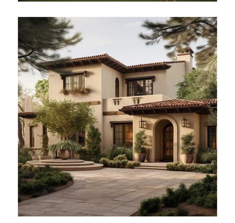 Modern Desert House Exterior, Home Colour Outside, Spanish House Exterior, Modern Spanish Farmhouse, Empty Nester House Plans, Tuscany House, Sky Window, Outside House Colors, Tuscany Home